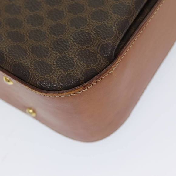 CELINE Macadam Canvas Hand Bag PVC Leather 2way Brown Gold Auth 86265 - Picture 15 of 16